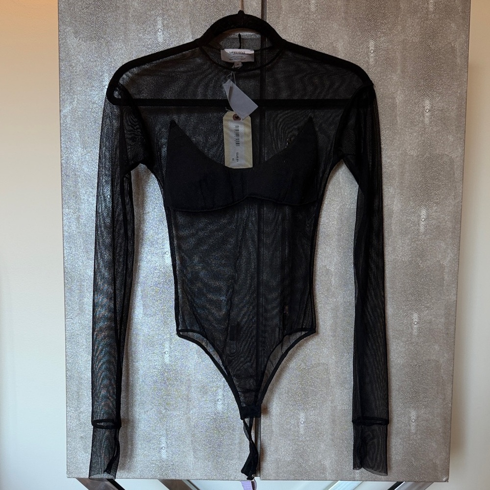 SAMI MIRO VINTAGE Black Sheer Long-Sleeve Mesh Bodysuit
